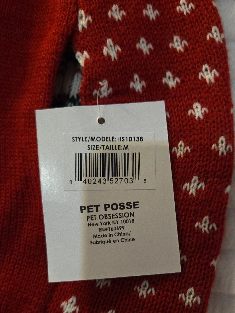 Pet Posse Red Knit Pet Sweater with White Stitch Detail